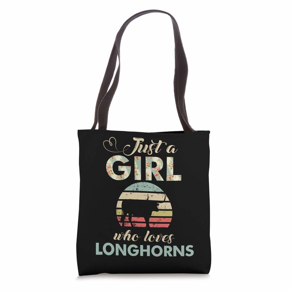 Just A Girl Who Loves Longhorns Retro Texas Longhorn Tote Bag :>